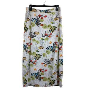 Stonebridge | VTG Linen Maxi Wrap Skirt Tropical Fish Print  | Size 10